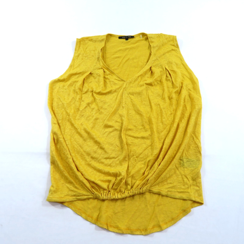 Kobi Halperin Womens Yellow Linen Blouse Shirt Top Size M